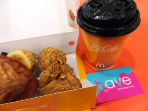 Free Texas Chicken and Mcdonalds Coffee (and etc) at  Vevo City for tourists. 