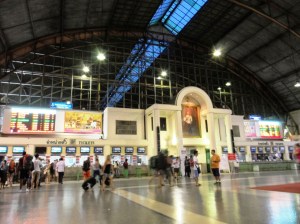 From Hualamphong Train Station , Bangkok , I booked a 688 baht ( around 22 USD ) overnight train to Nong Khai ( Thai border point to Laos )
