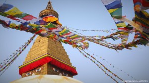 The iconic Boudanath Stuppa in central Kathmandu .