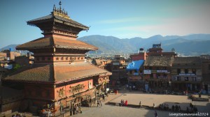 Nyatapola Temple in Bhaktapur. This  temple square transforms into a vegetable market every morning , and also a ground for senior citizens of Bhaktapur to do their morning exercise . around 9:30 AM , the who square transforms into a souvenir market as the vegetable vendors pack up and commercial stores open for the arriving tourists.  around 5 pm, the vegetable vendors once again set up their patches selling ready made food and farm produces 'til sundown. the transformation of this place happens everyday, which is very interesting.