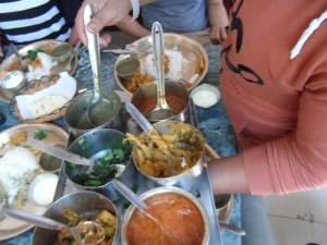 Thakali kitchen in Thamel. Unlimited Side dish refill