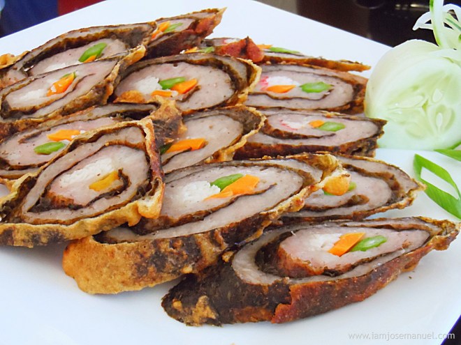 Fried Pork - Seaweed Roll with  Crabstick Filling .  This appetizer is a personal favorite .  at P185 .